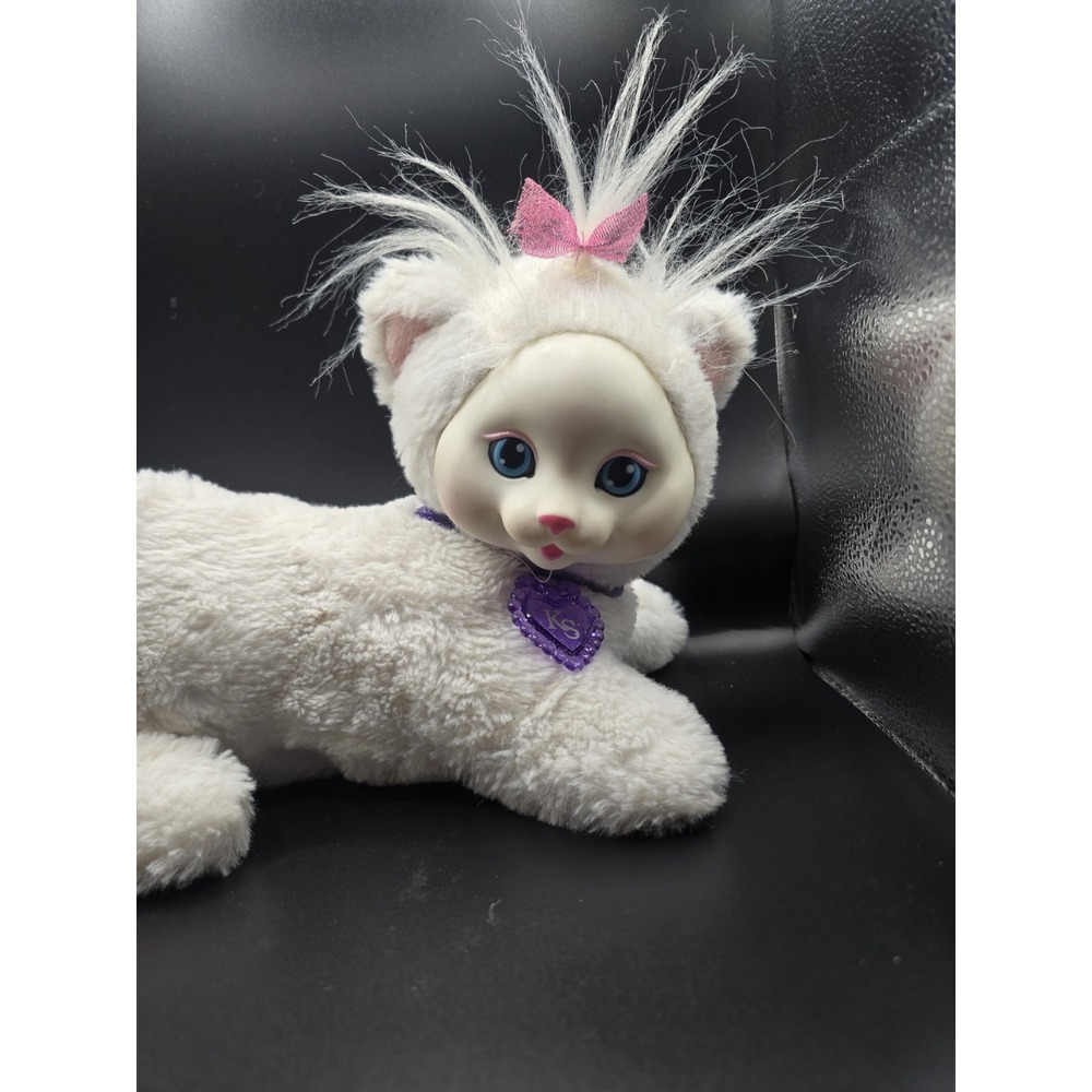 White Kitty Surprise Plush Mom Cat & 3 Babies 2017 Just Play Purple Collar